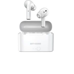 Art + Sound Bluetooth True Wireless Pro Ear Buds WHITE Built in Mic Charge Case